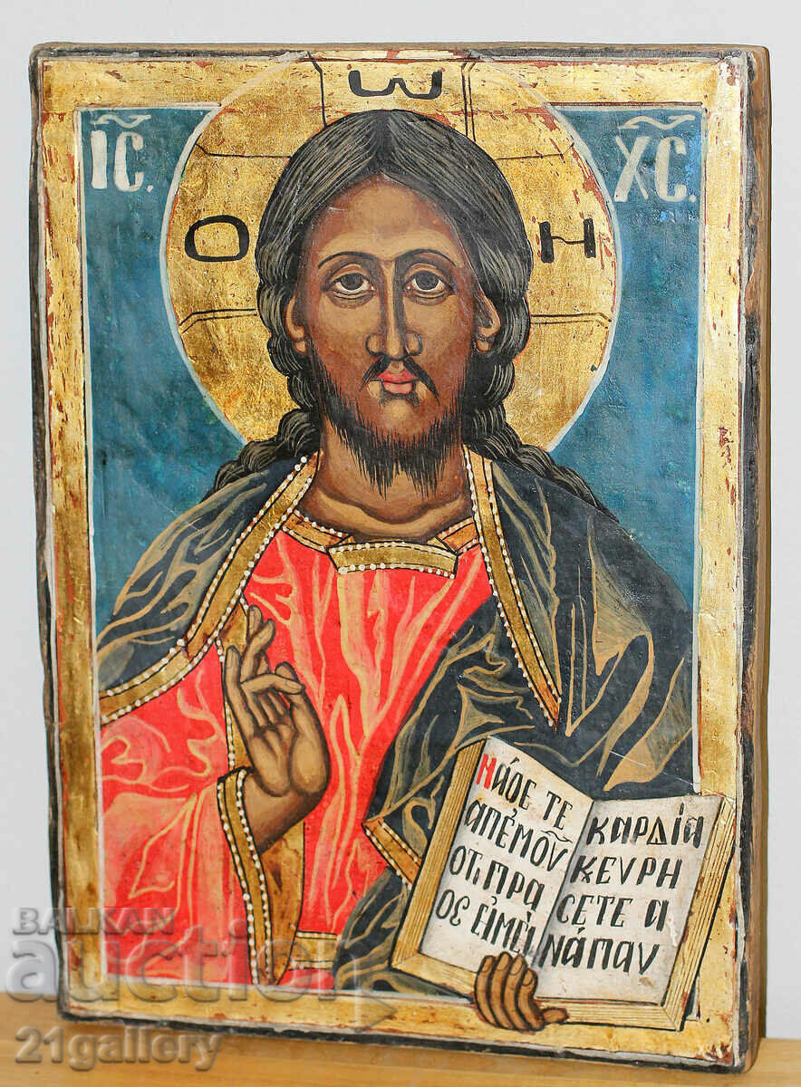 Auction  Modern icon, hand painted Jesus Christ Pantokrator