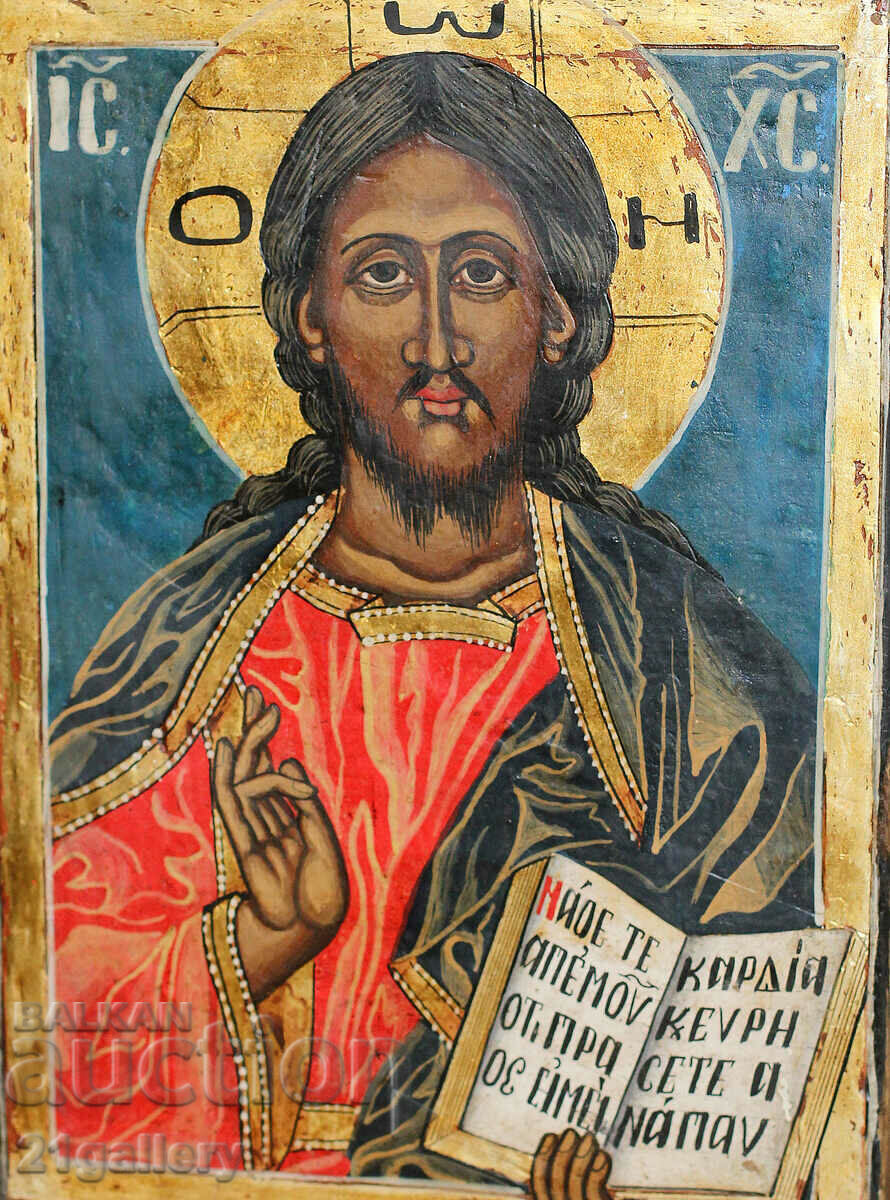 Icoană modernă, pictată manual Iisus Hristos Pantocrator