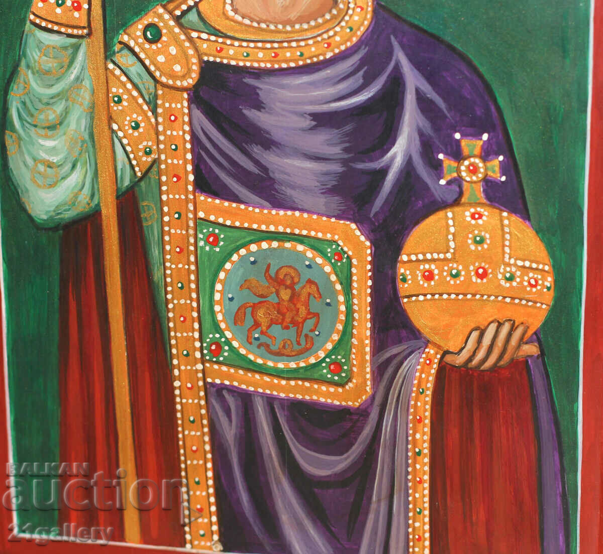 Modern icon, hand painted Saint Tsar Boris the Baptist - 6