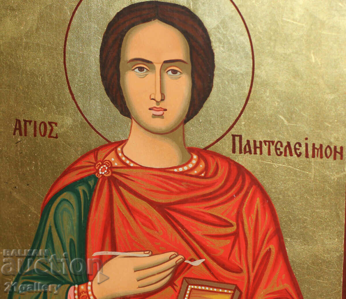 Contemporary Icon Hand Painted Saint Pantaleimon - 6 Contemporary Icon Hand Painted Saint Pantaleimon - 6