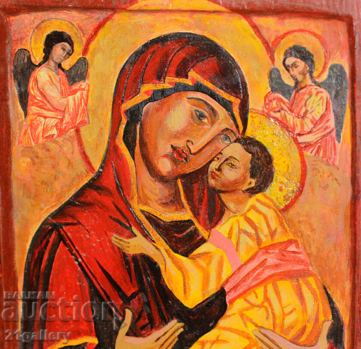 Delivery of Hand-painted icon of the Holy Mother of God with the Eleusis Child Delivery of Hand-painted icon of the Holy Mother of God with the Eleusis Child