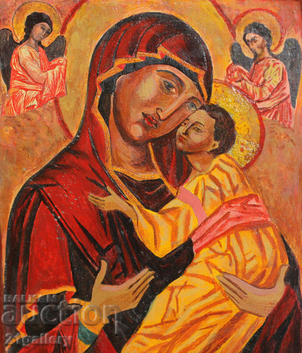 Hand-painted icon of the Holy Mother of God with the Eleusis Child - 5 Hand-painted icon of the Holy Mother of God with the Eleusis Child - 5