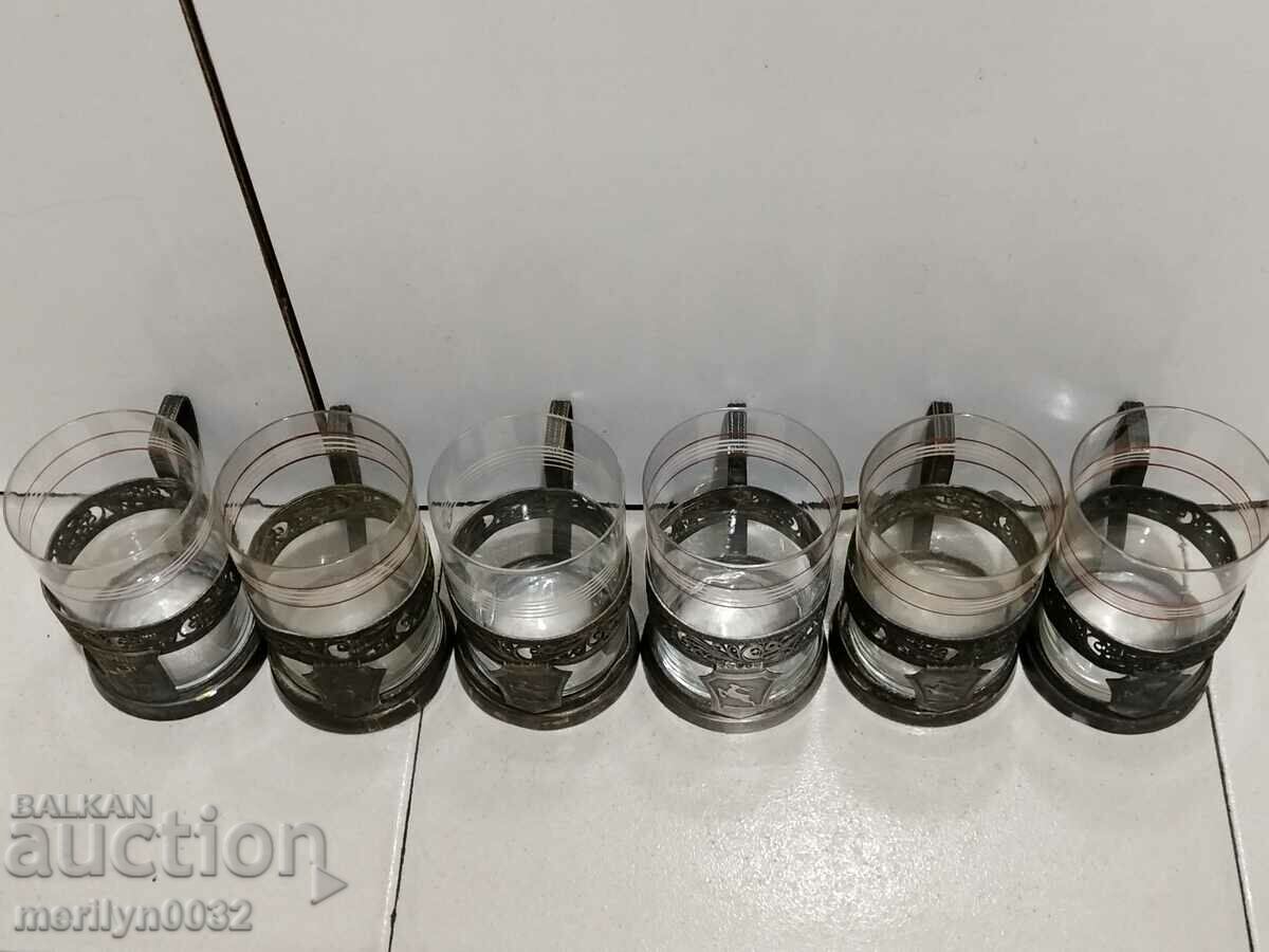 Licitație Serviciu cu tulpină filigran pentru cupe 6 buc cupă URSS cu tulpină