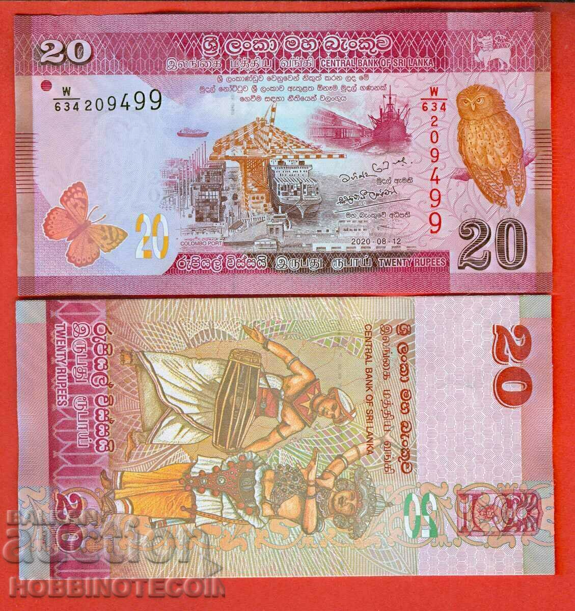 SRI LANKA 20 Rupee emisiune 2020 NOU UNC