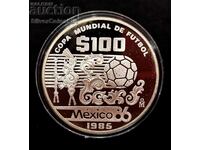 Cupa Mondială de argint 100 de peso Mexic 1985