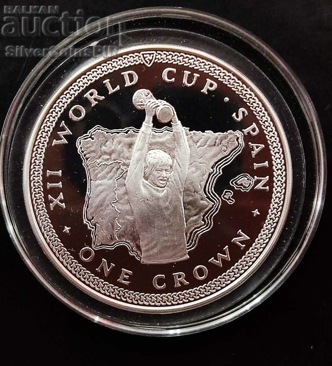 Silver 1 World Football Crown 1982 Isle of Man