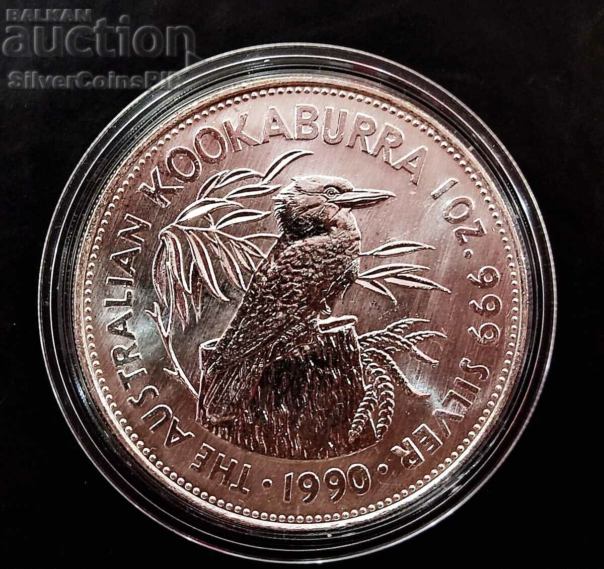 Silver 1 Oz Kookaburra 1990 Australia