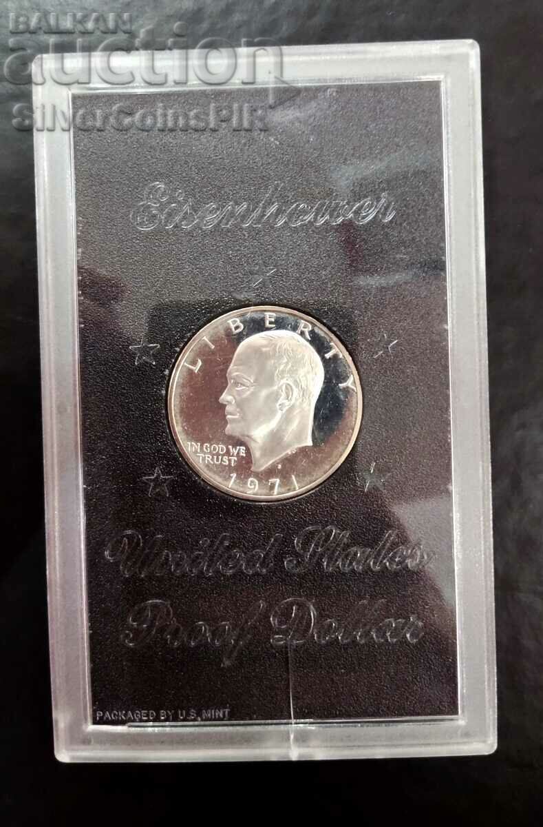 Silver Proof Dollar Eisenhower 1971 S SUA