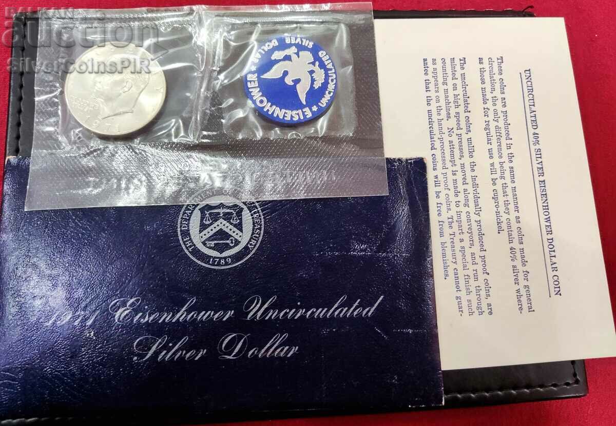 Silver Proof Dollar Eisenhower 1971 S SUA