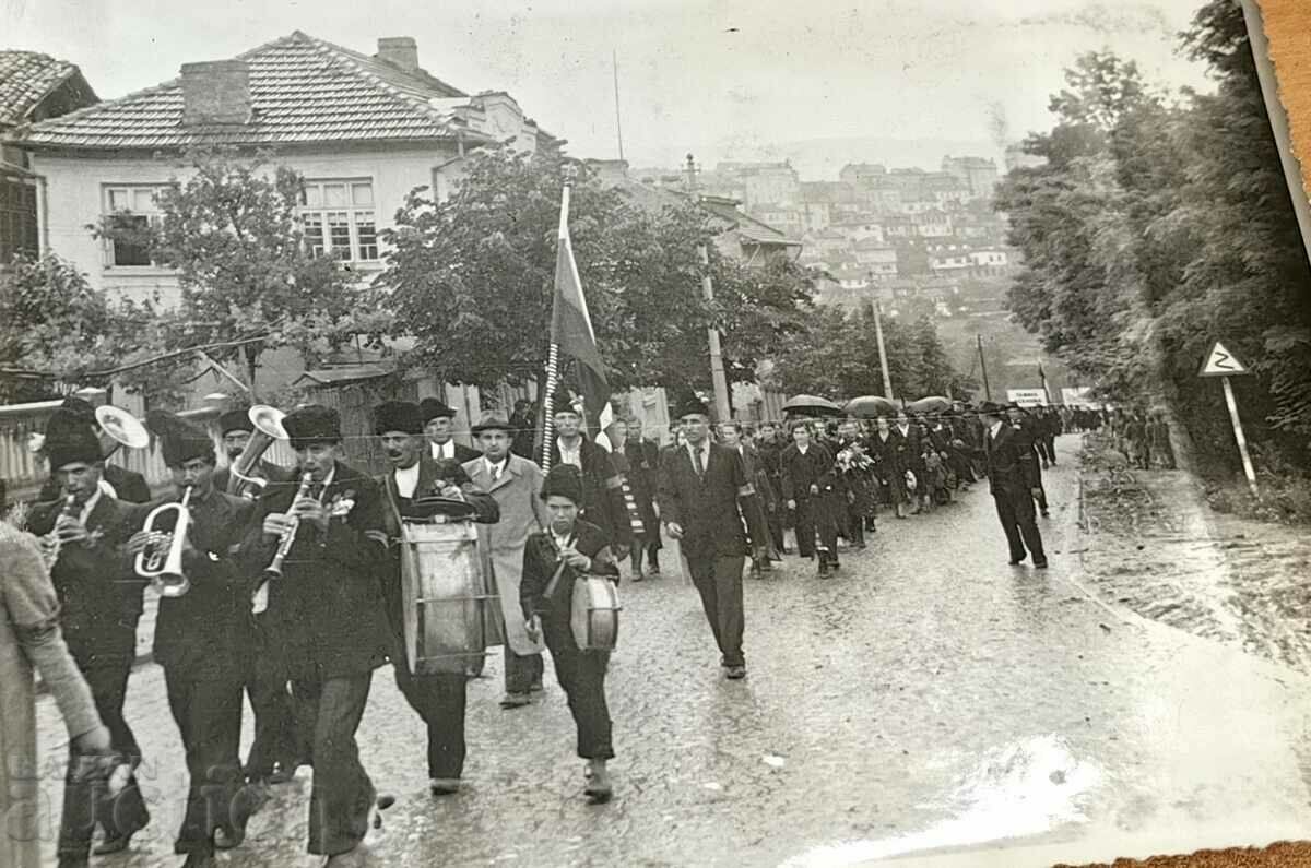 1937 VELIKO TARNOVO GORNA ORIAHOVITSA PHOTO PROPAGANDA SLOGAN