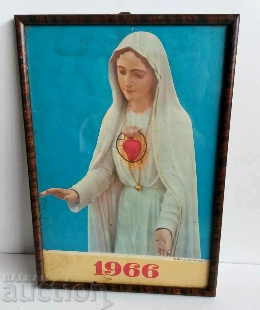 .1966 PICTURA RELIGIOSĂ CADRU FECIOARĂ ISUS ICONA FECIOARĂ