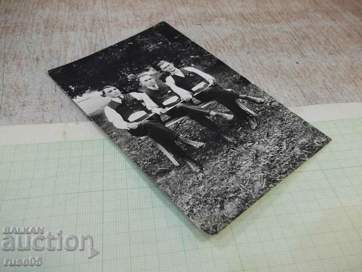 Auction Old photo of three men on a bench - 1 Auction Old photo of three men on a bench - 1