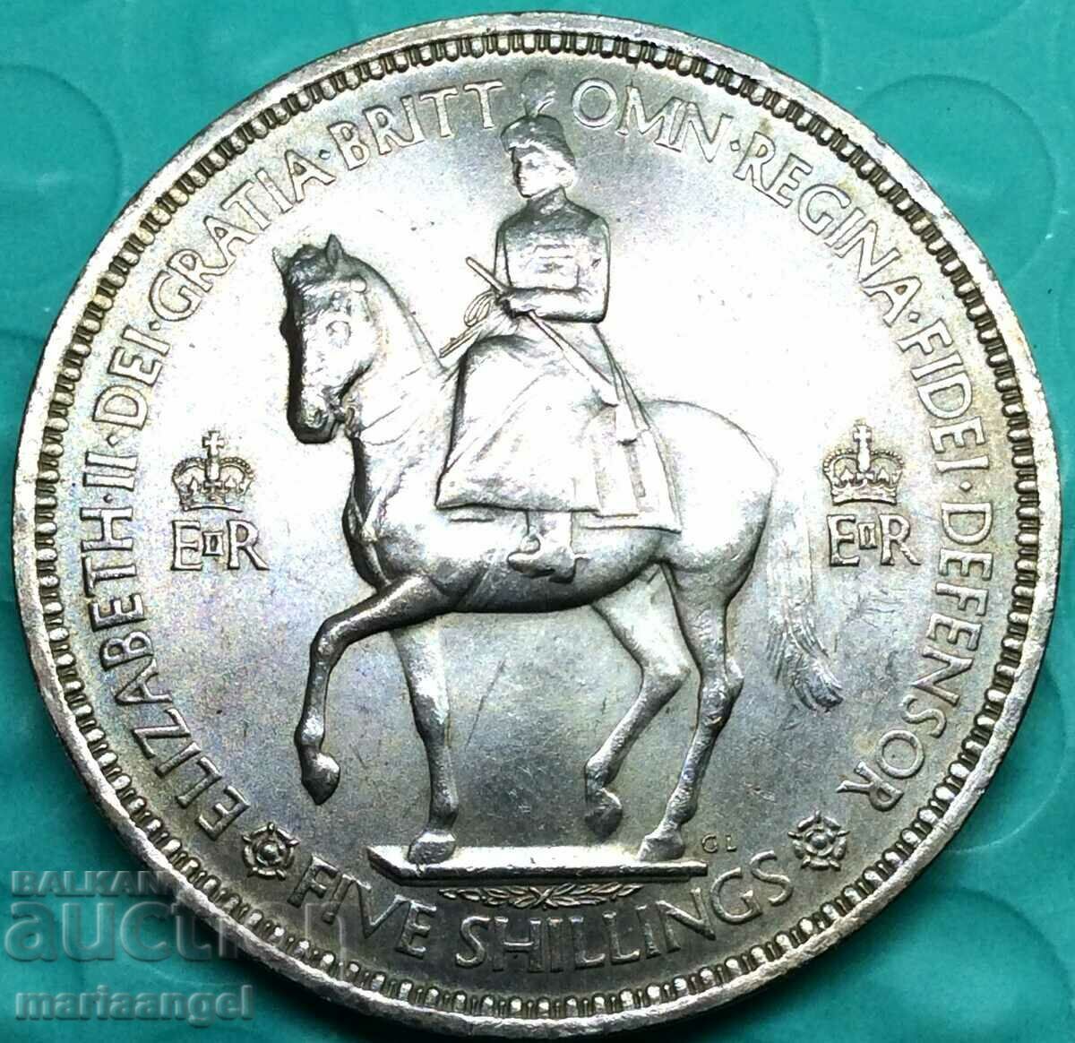 5 șilingi 1955 Marea Britanie - Rare Jubilee 38mm