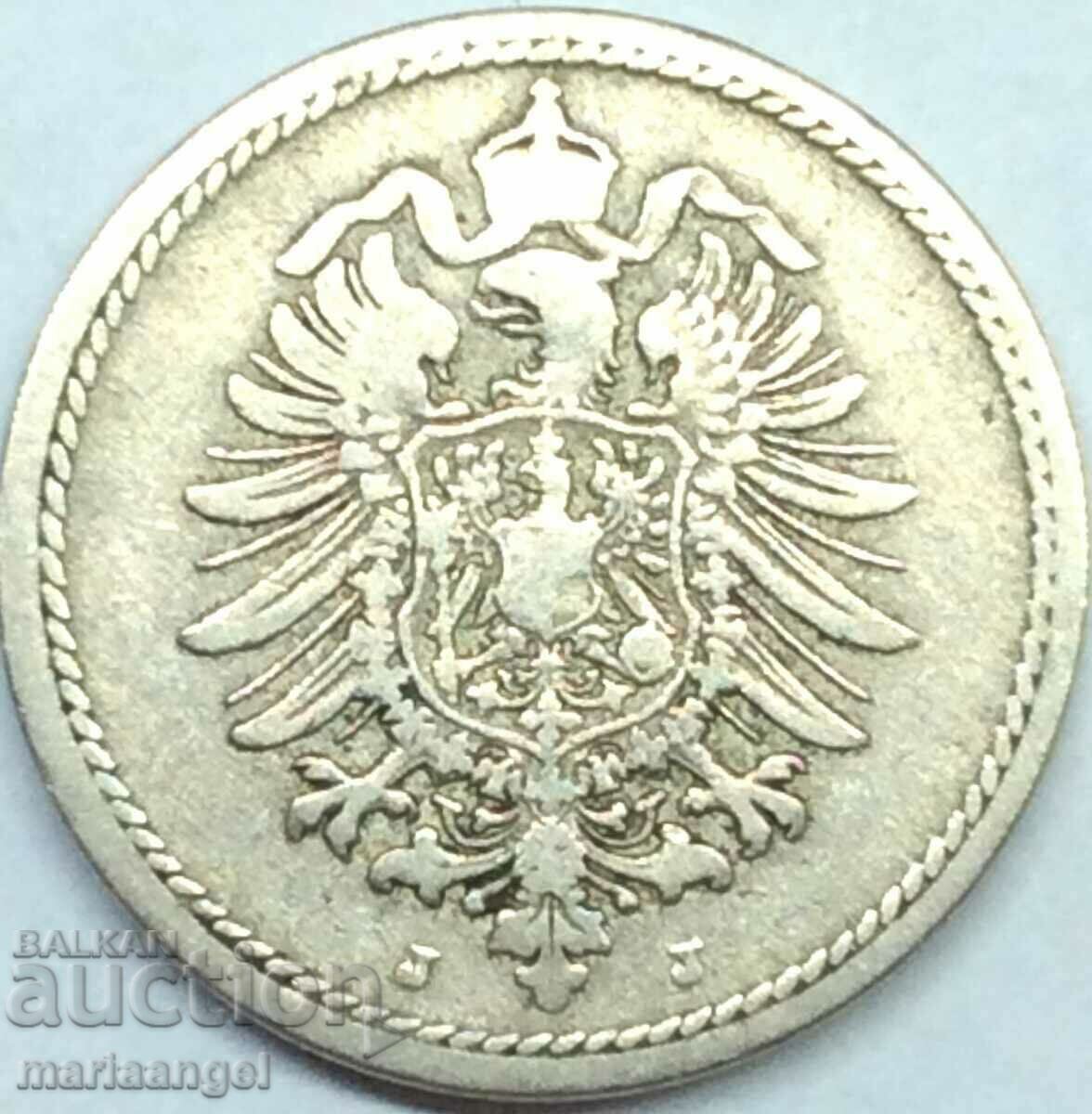 5 пфенига 1875 J Германия Орел Райх