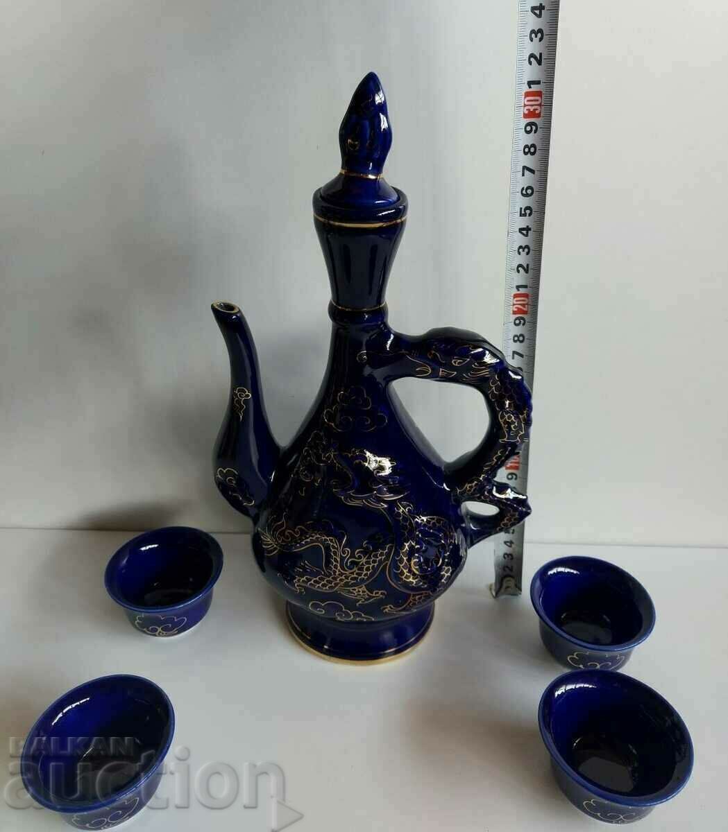 PORCELAIN CERAMIC MONGOLIAN SERVICE CARAFE CUPS COBALT VOS with price 39.00 BGN | € 19.94 PORCELAIN CERAMIC MONGOLIAN SERVICE CARAFE CUPS COBALT VOS with price 39.00 BGN | € 19.94