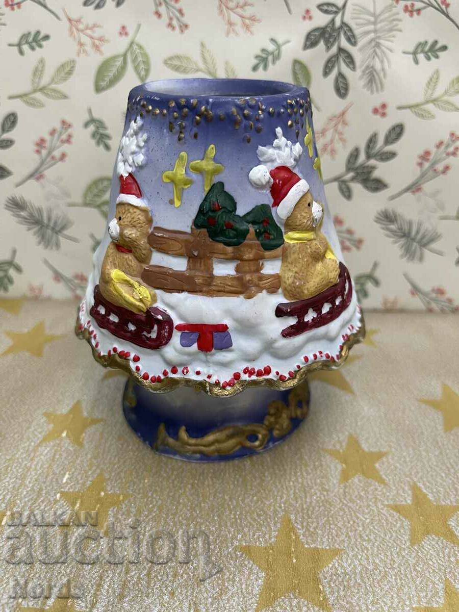 Christmas figurine Porcelain night lamp candle holder