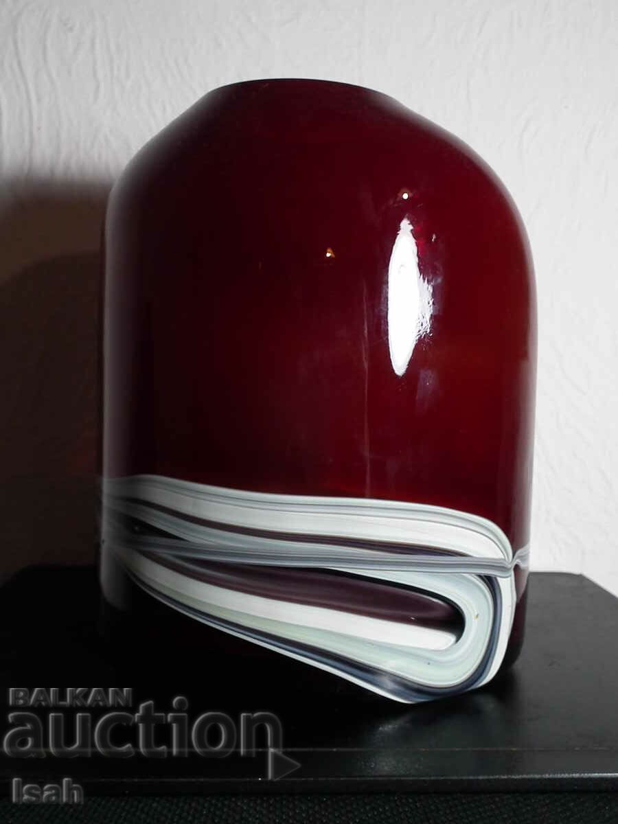 Colored glass vase by studio Lebed - burgundy