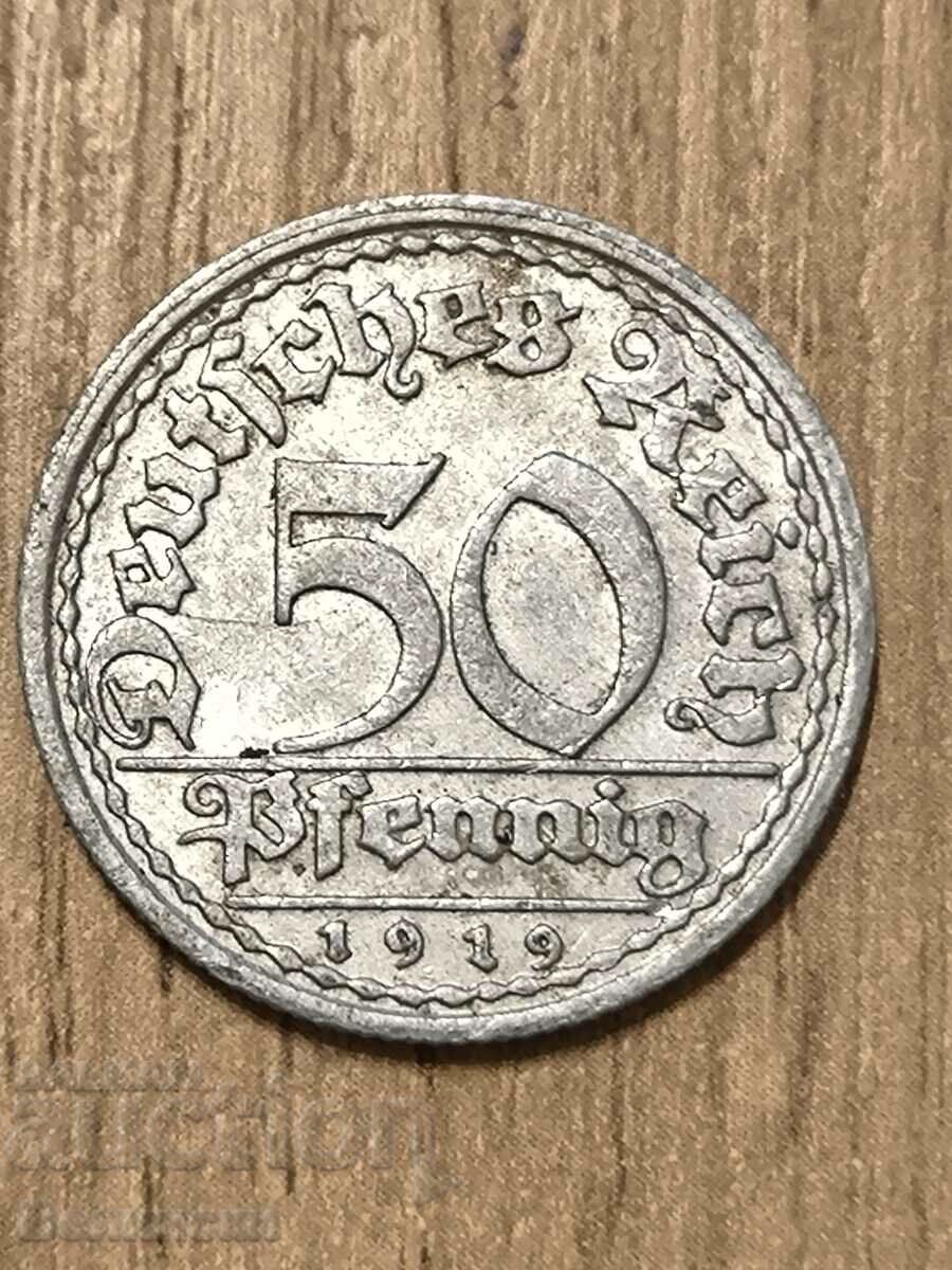 50 pfennig 1919 / F (160k mint)