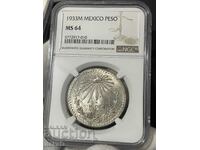 Mexic, 1 Peso 1933. NGC MS64