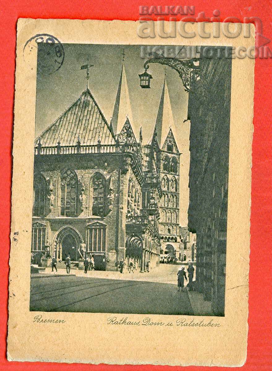 ГЕРМАНИЯ пътувала картичка БРЕМЕН СОФИЯ 1948 РЯДЪК ПЕЧАТ