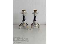 Two candlesticks. Porcelain. Lindner. Germany