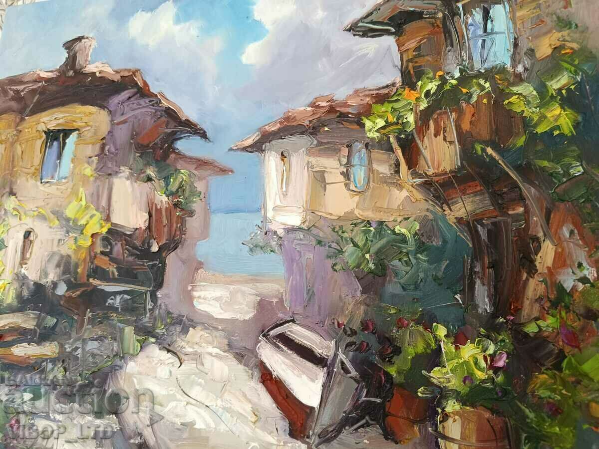 Hud. Jordanov/oil painting 50/40/SOZOPOL MOTIFS/certificate / II