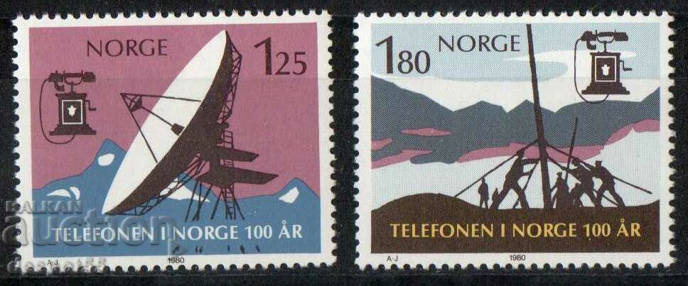 1980. Norvegia. 100 de ani de la primul telefon din Norvegia.