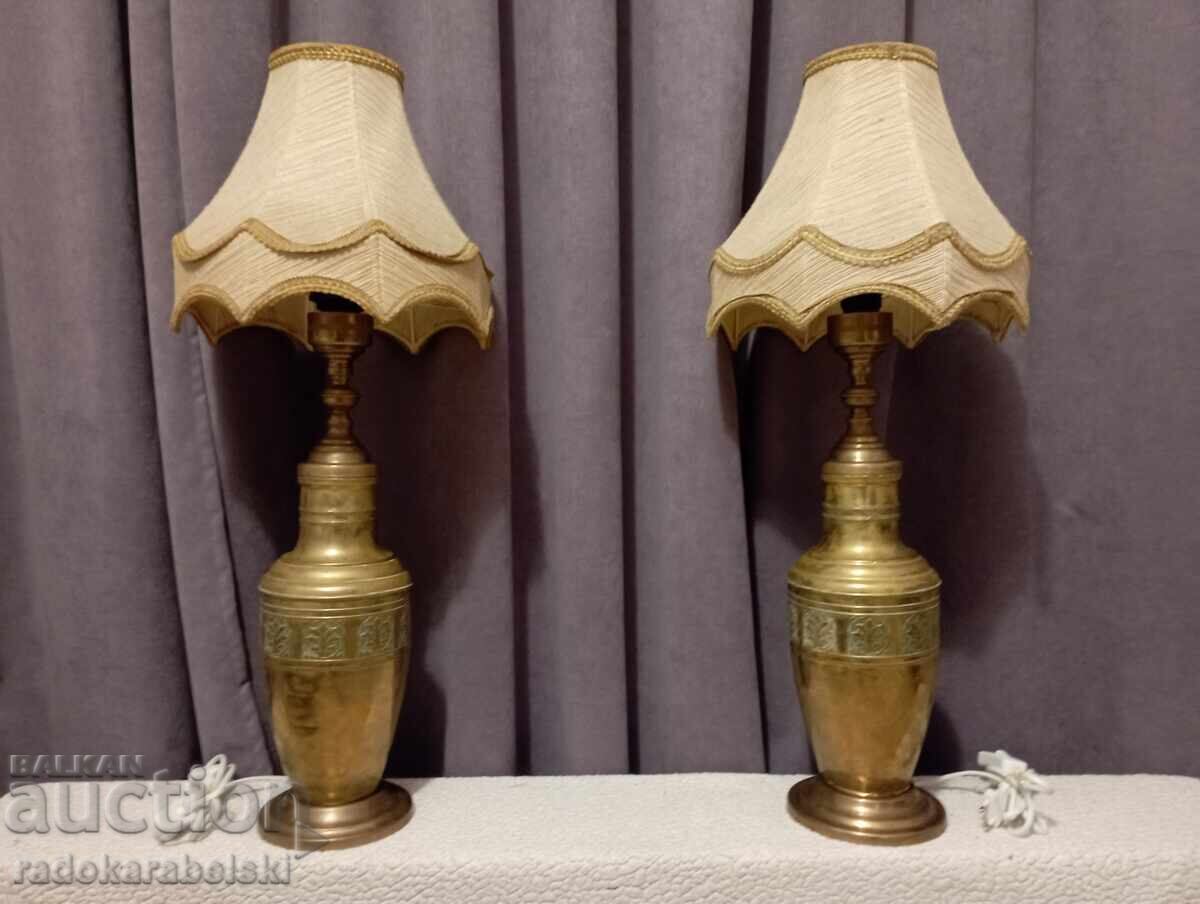 Set două lămpi foarte mari din alamă antică - lampă