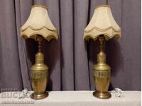 Комплект от две много големи старинни месингови лампи - ламп