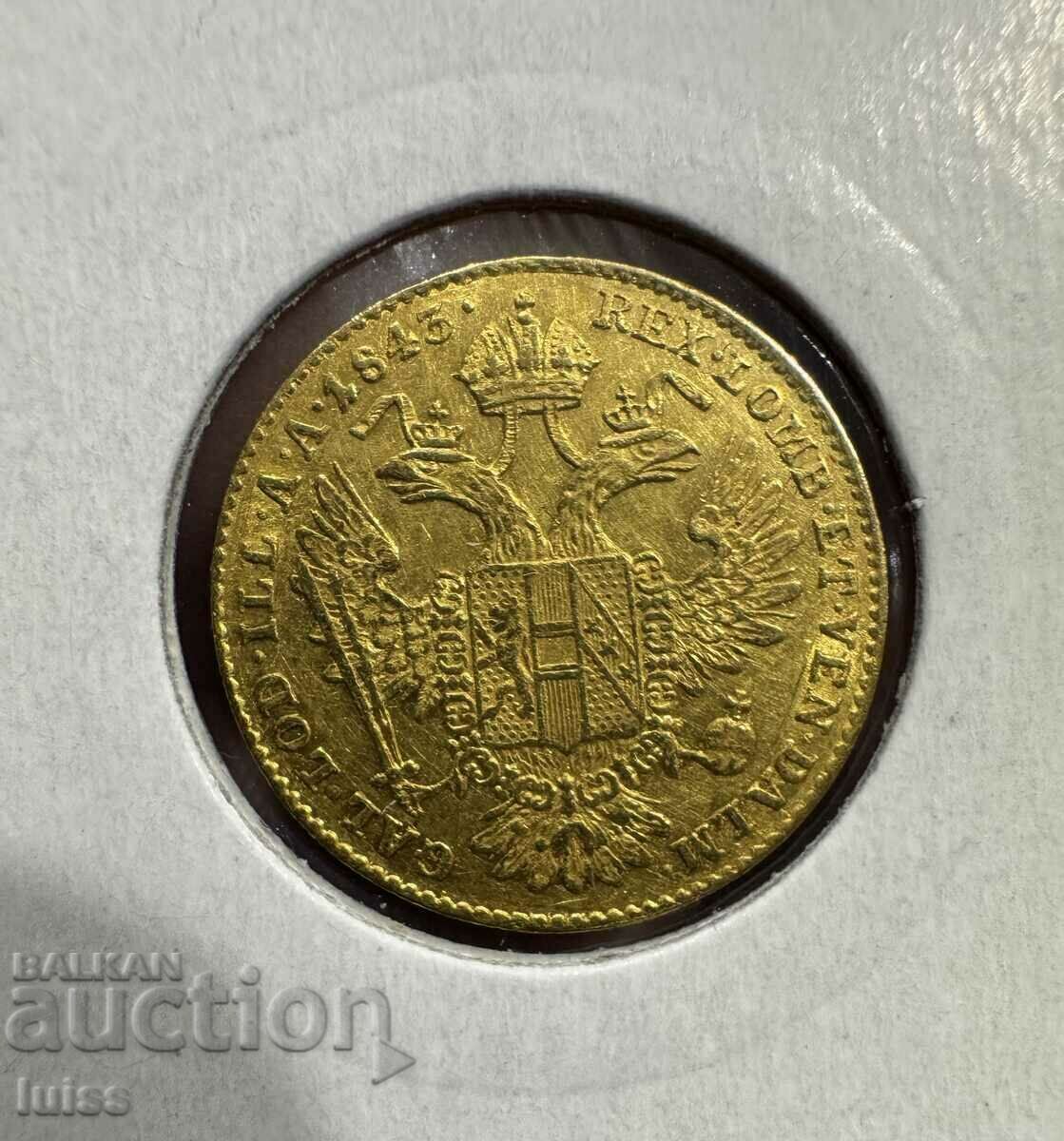 Moneda de aur austriac 1 ducat 1843A Ferdinand I