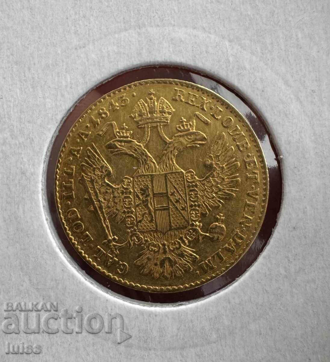 Gold Coin Austrian 1 Ducat 1843A Ferdinand I