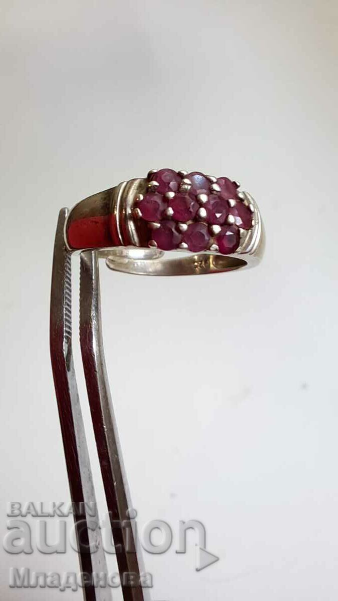 Silver ring with rubies