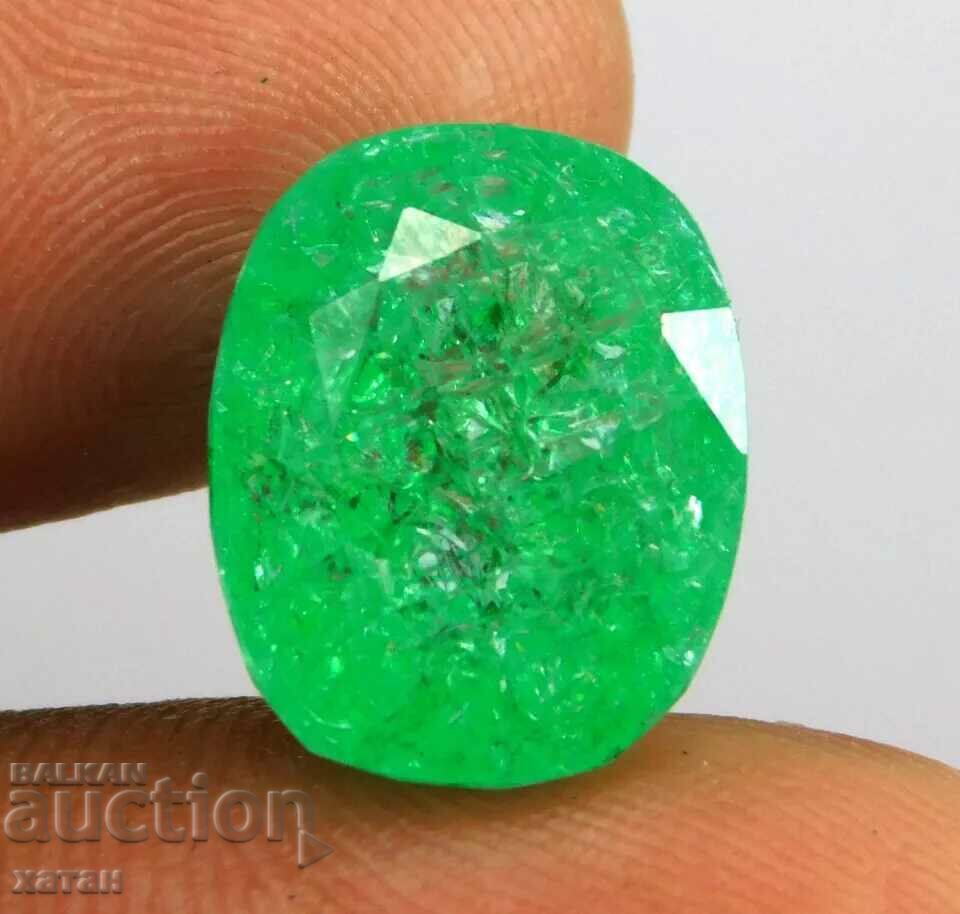 BZC!! 15.15 ct natural emerald cushion set VGTL of 1 st.!!