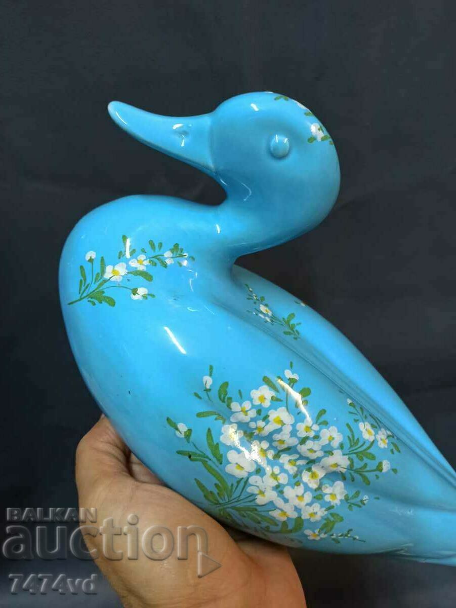 Porcelain large blue duck handmade with flowers with price 45.00 BGN | € 23.01 Porcelain large blue duck handmade with flowers with price 45.00 BGN | € 23.01