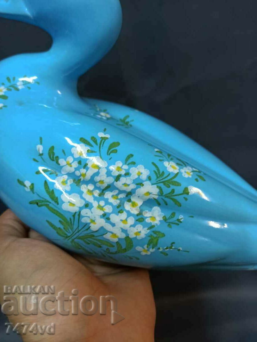 Auction Porcelain large blue duck handmade with flowers Auction Porcelain large blue duck handmade with flowers