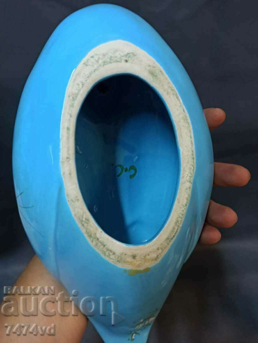 Porcelain large blue duck handmade with flowers - 5 Porcelain large blue duck handmade with flowers - 5