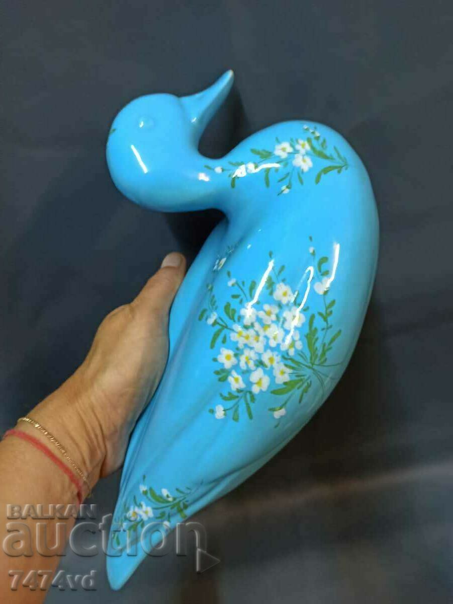 Porcelain large blue duck handmade with flowers - 6 Porcelain large blue duck handmade with flowers - 6