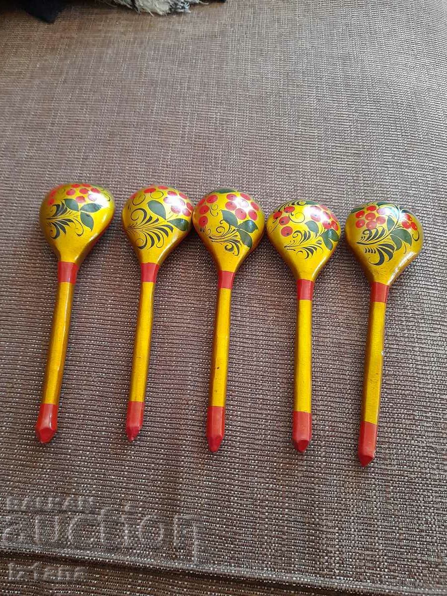 Auction Old Russian wooden spoons Auction Old Russian wooden spoons