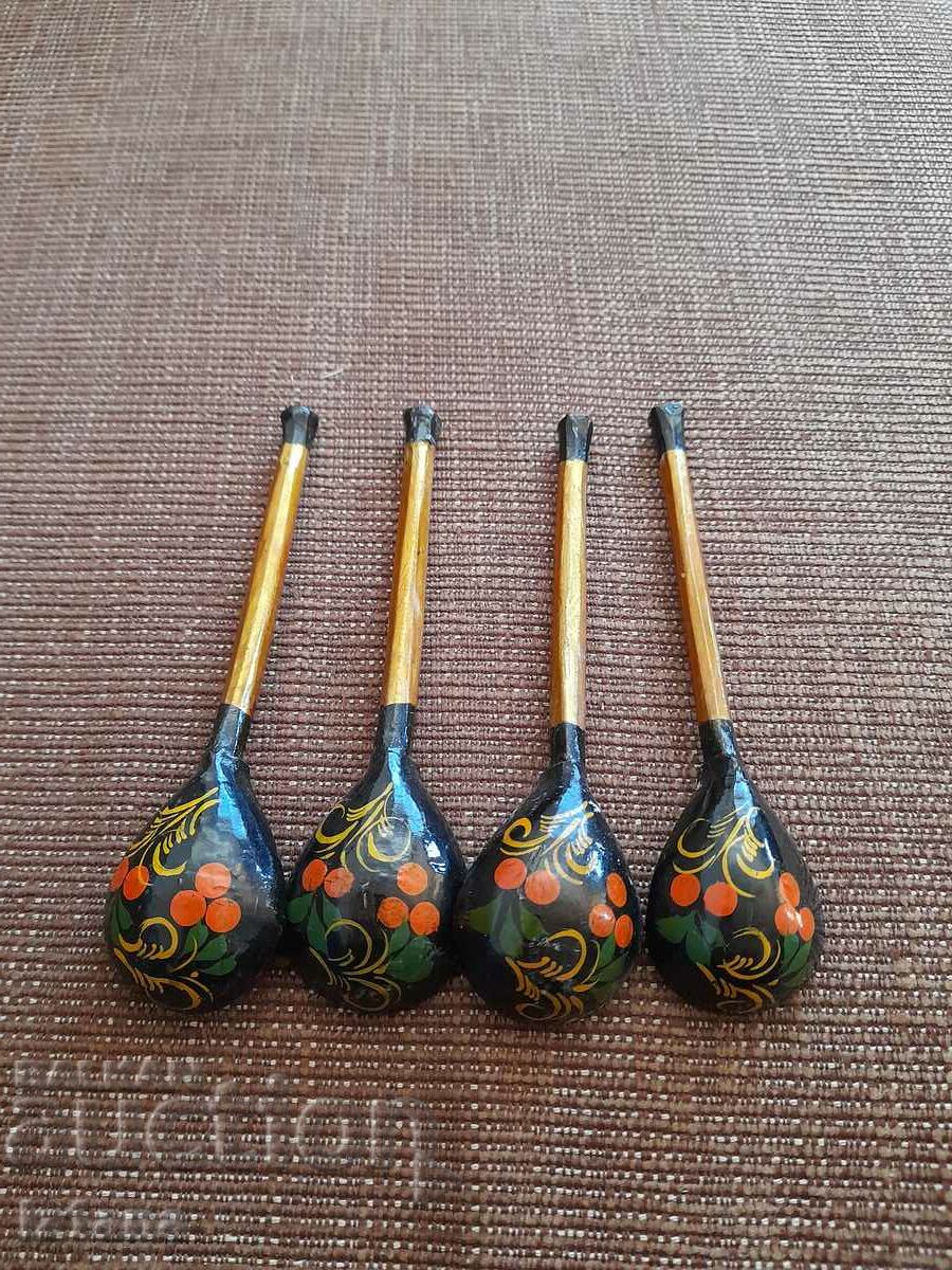 Auction Old Russian wooden spoons Auction Old Russian wooden spoons