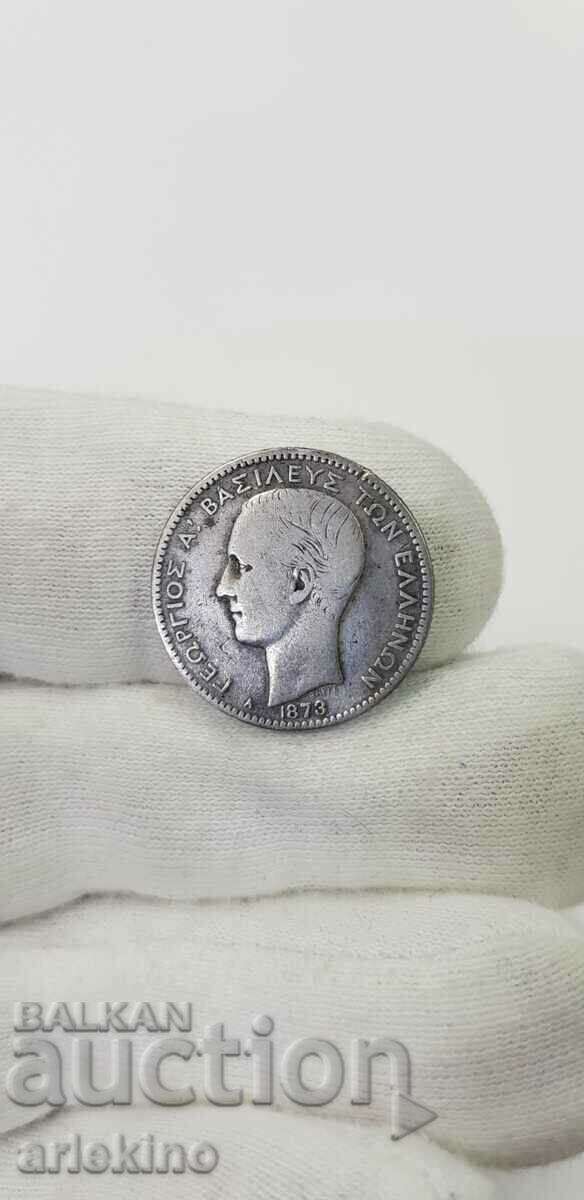 Rare Royal Silver Coin 1 Drachma - Greece - 1873 Rare Royal Silver Coin 1 Drachma - Greece - 1873