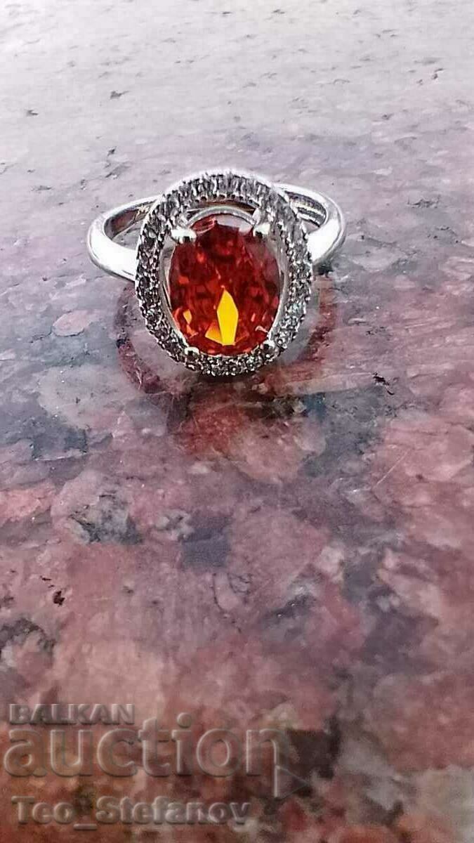 New beautiful ring with zircon and crystals