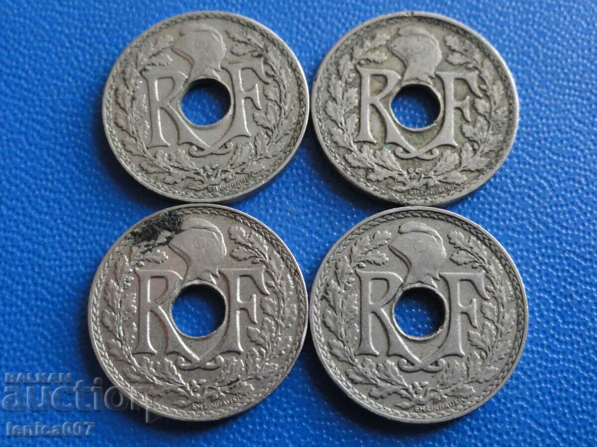 Delivery of France 1924-38 - 5 centimes (4 pieces) Delivery of France 1924-38 - 5 centimes (4 pieces)