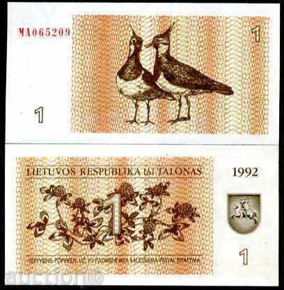 Zorbas LICITAȚII Lituania 1 CUPON 1992 UNC