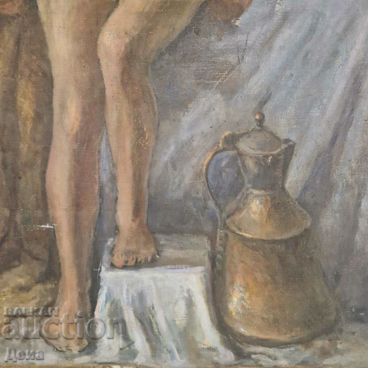 Παράδοση Παλιός ακαδημαϊκός καμβάς-διπλής όψης.