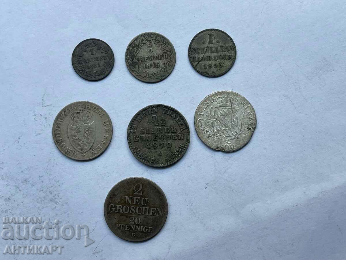 Germany 7 groschen kreuzer schilling coins 1809-1870