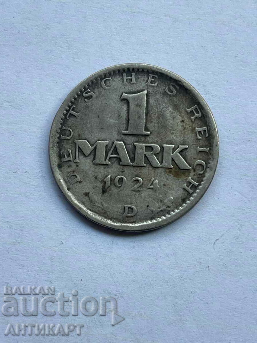 рядка монета 1 марка reichsmark Германия 1924 D сребро