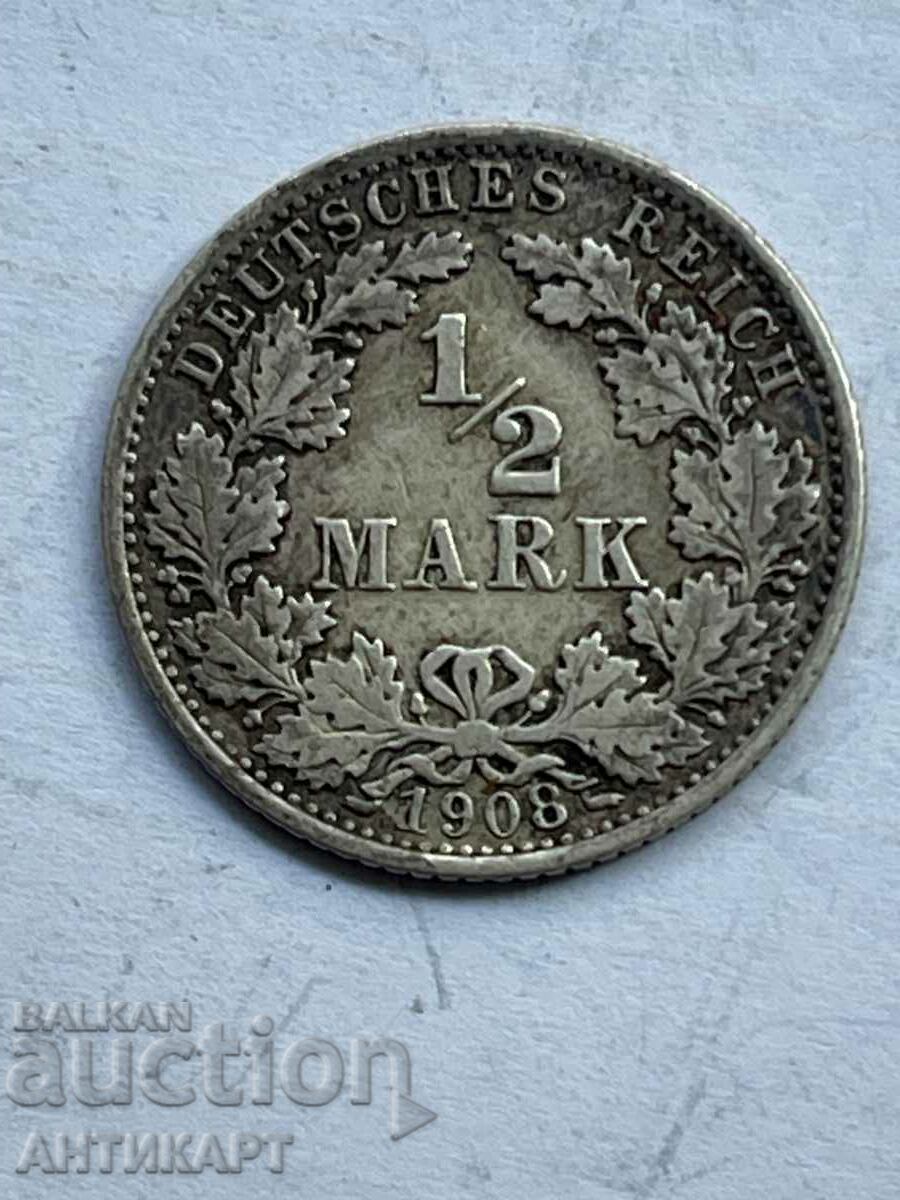 coin 1/2 mark Germany 1908 silver