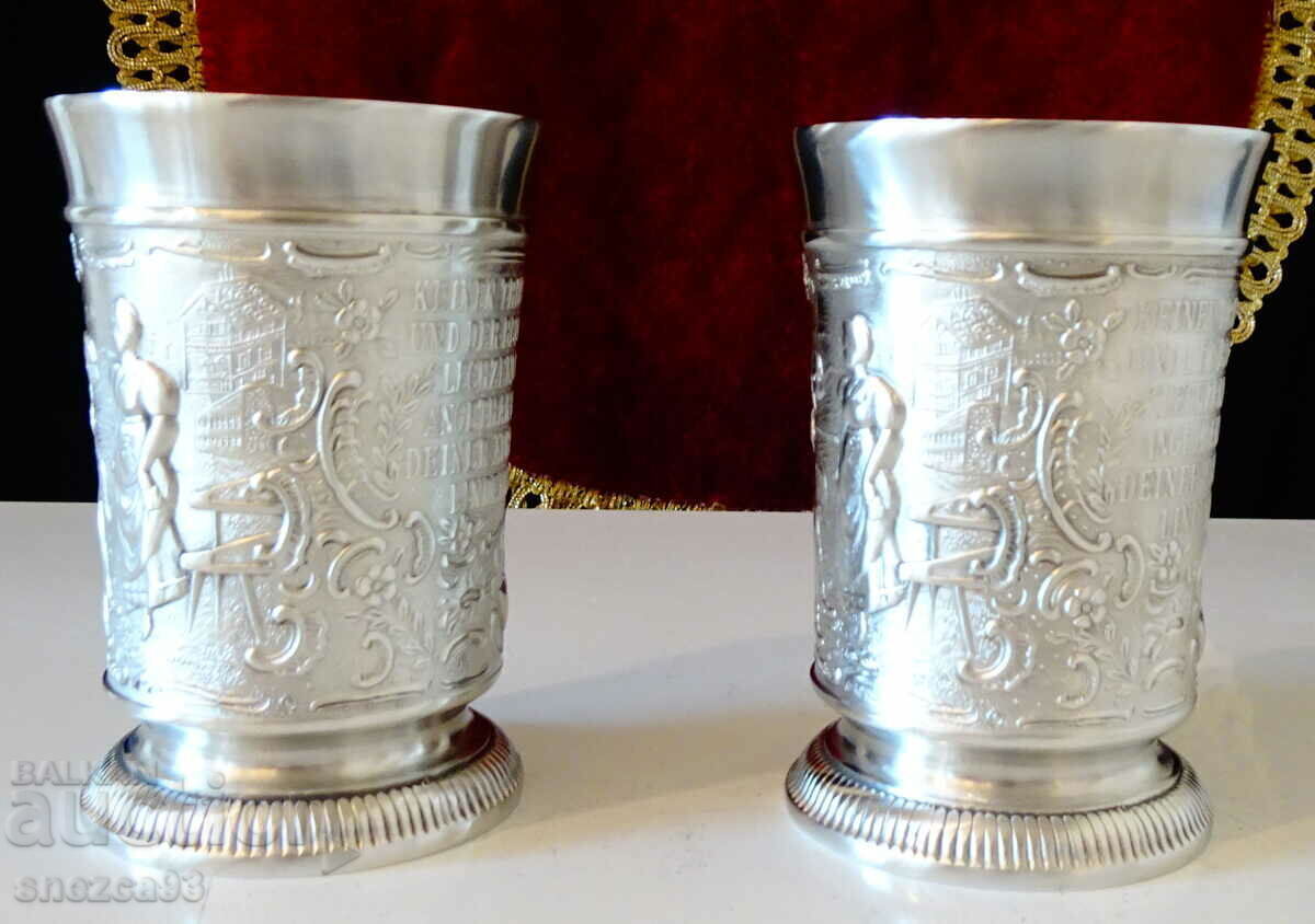 Tin wine glasses, scenes from a love song. with price 90.00 BGN | € 46.02