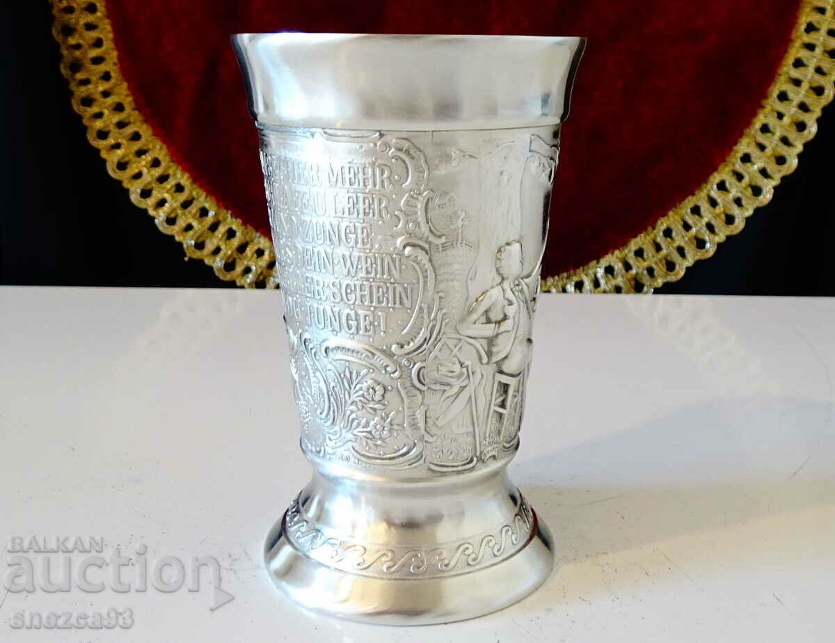 German pewter cup, pictures of a love song. - 5 German pewter cup, pictures of a love song. - 5