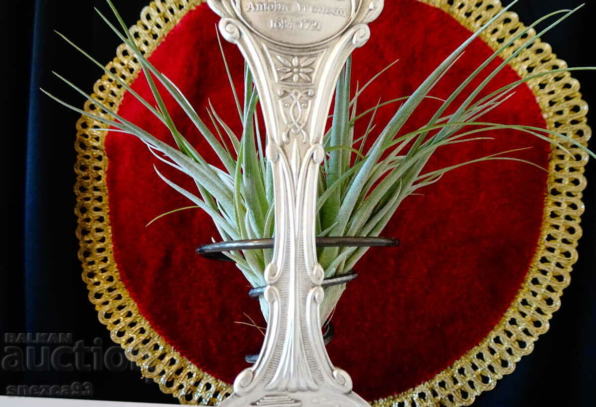 Auction Pewter spoon with picture The Musical Party. Auction Pewter spoon with picture The Musical Party.